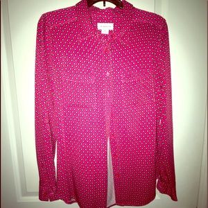 Liz Claiborne Dark pink patterned button up shirt